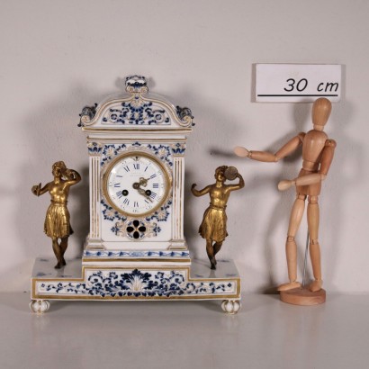 Meissen Ceramic Desk Clock Bronze 1800s-1900s