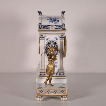 Meissen Ceramic Desk Clock Bronze 1800s-1900s