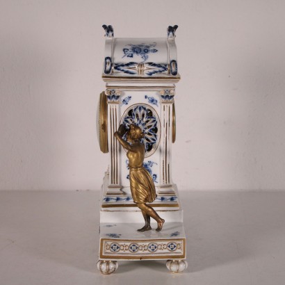 Meissen Ceramic Desk Clock Bronze 1800s-1900s