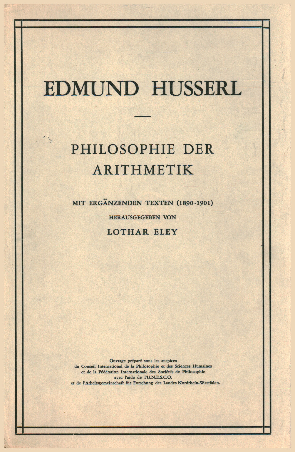 Philosophie der arithmetik, s.a.