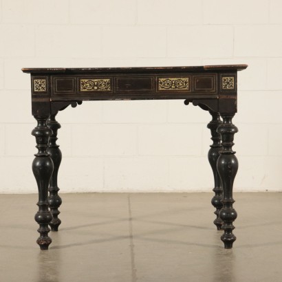 Coffee Table-Writing Desk Ebony Ivory Italy 19th Century