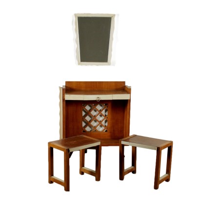 Console avec Miroir et deux Tabourets Italie Années 40