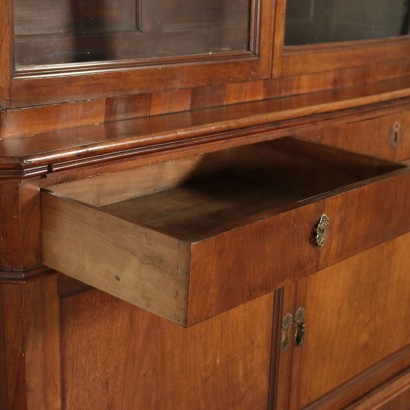 Bookcase Walnut Glass Italy Second Quarter 1800s