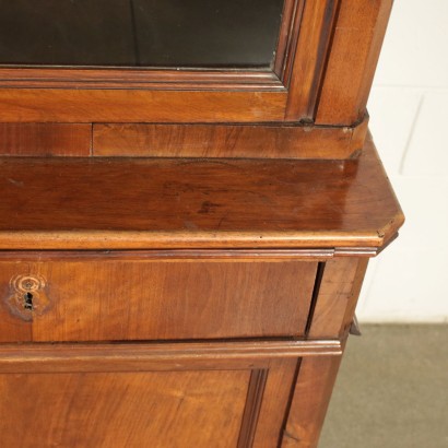 Bookcase Walnut Glass Italy Second Quarter 1800s