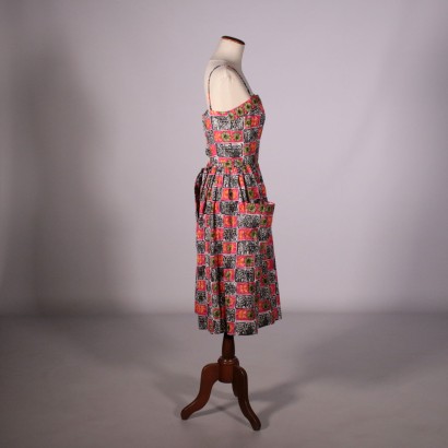 Vintage Cotton Dress with Flower Print 1960's-1970's
