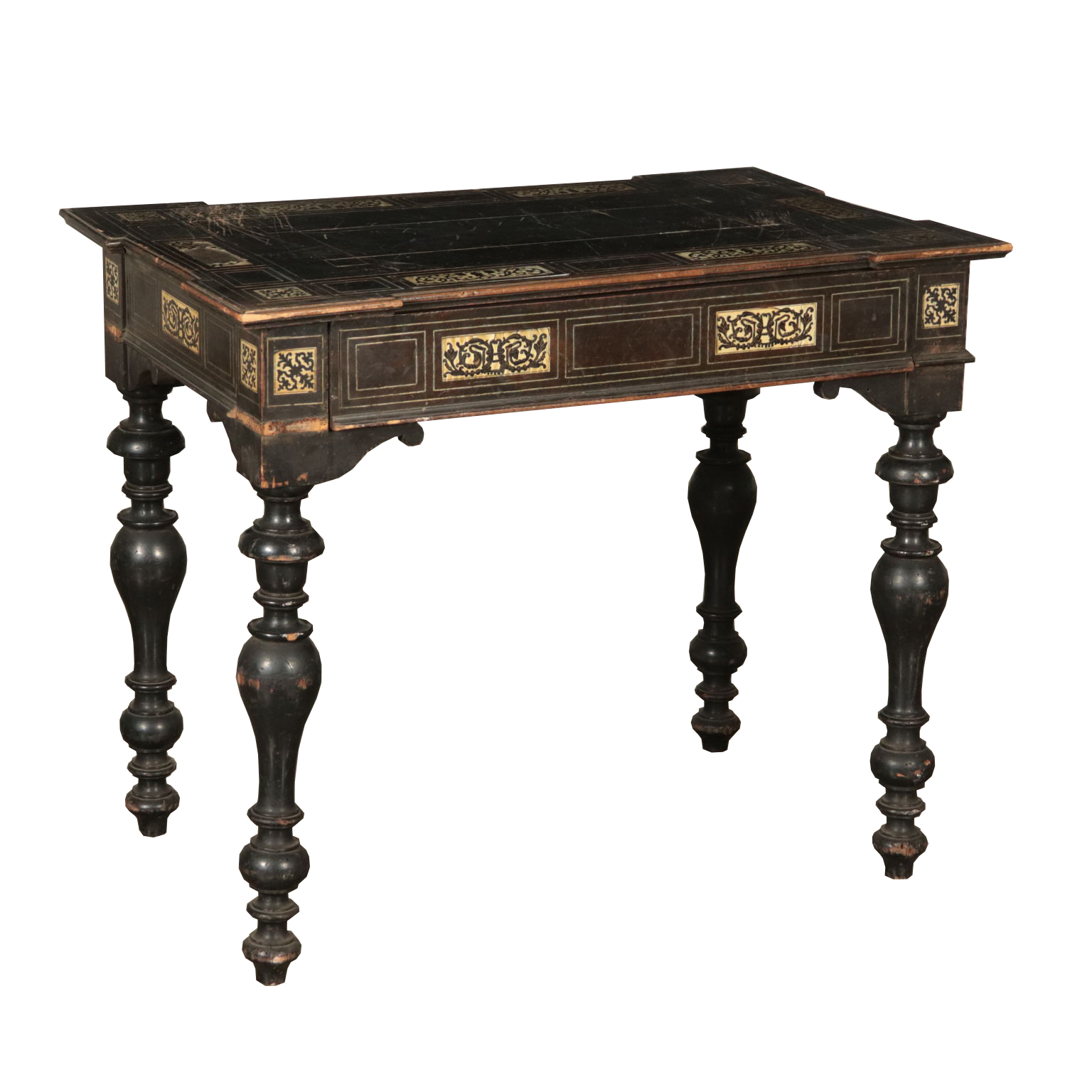 Coffee Table Writing Desk Ebony Ivory Italy 19th Century Tables