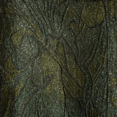 Day Dress Jacquard Iridescent Fabric Green and Gold 1950s-1960s