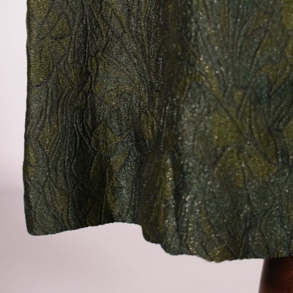 Day Dress Jacquard Iridescent Fabric Green and Gold 1950s-1960s