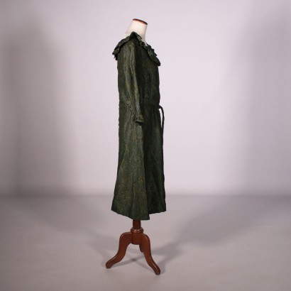 Day Dress Jacquard Iridescent Fabric Green and Gold 1950s-1960s