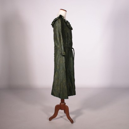 Day Dress Jacquard Iridescent Fabric Green and Gold 1950s-1960s