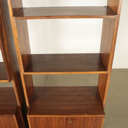 Pair of Bookcase Rosewood Veneer Vintage Italy 1960s