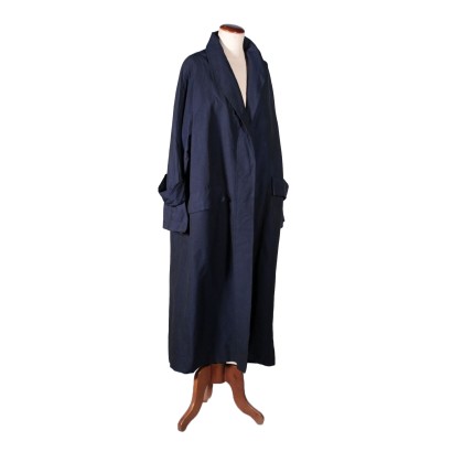 Vintage Blue Cotton Overcoat Italy 1950's