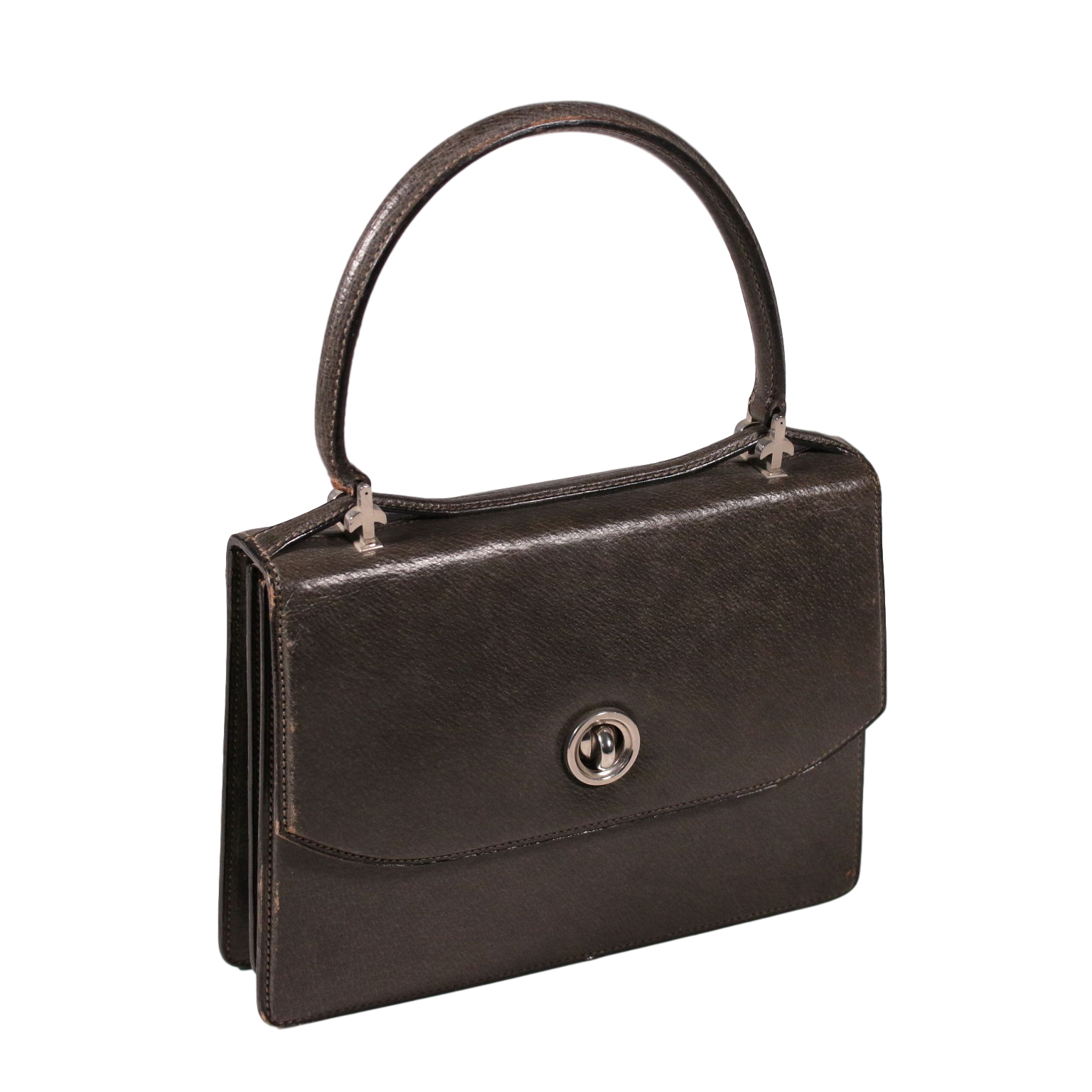 Vintage Gucci Handbag Grey Leather 