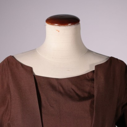 Robe de Cocktail Marron Lavinia Gambelli Florence Italie Années 60