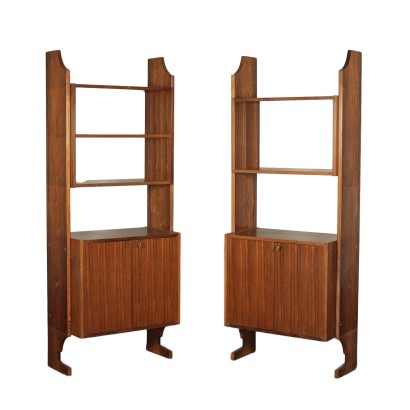 Pair of Bookcase Rosewood Veneer Vintage Italy 1960s