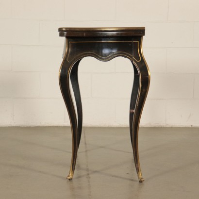 Petite Table de Jeu Bois d'Ebène Laiton France Dernier quart '800