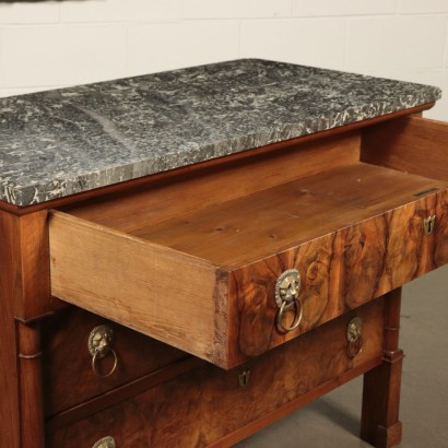 Commode Napoléon à deux Tiroirs Noyer Marbre France Fin '800