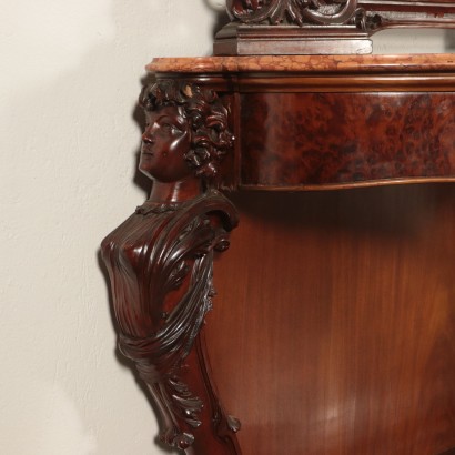 Mahogany Console With Mirror Italy 19th Century