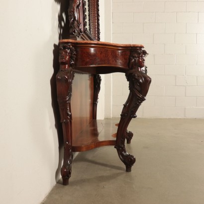 Mahogany Console With Mirror Italy 19th Century