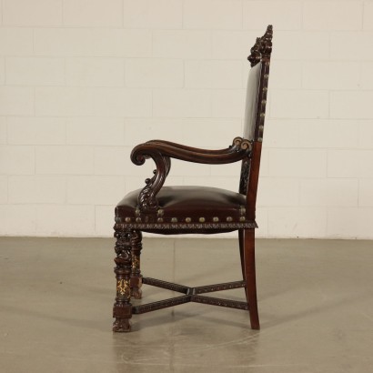 Walnut Throne Italy 19th Century