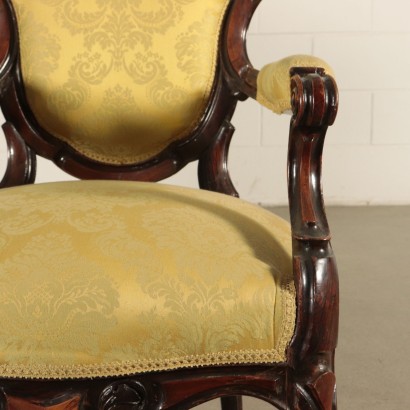 Pair of Walnut Armchairs Mid 19th Century