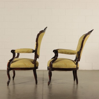 Pair of Walnut Armchairs Mid 19th Century