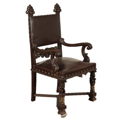 Walnut Throne Italy 19th Century