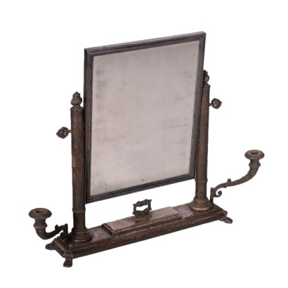 Neo-Renaissance Table Mirror Silvery Bronze 19th-20th Century