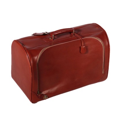 Valise Vintage Marron-Rouge Peau d'Animal Années 70