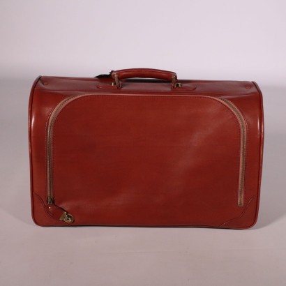 Valise Vintage Marron-Rouge Peau d'Animal Années 70