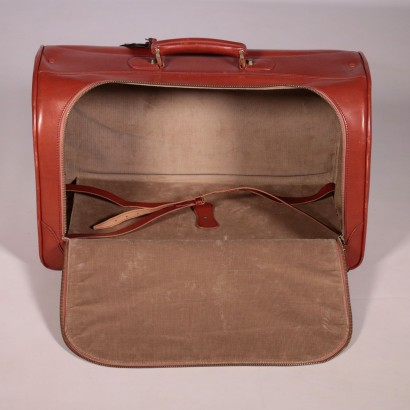 Valise Vintage Marron-Rouge Peau d'Animal Années 70