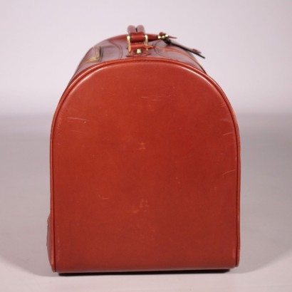 Valise Vintage Marron-Rouge Peau d'Animal Années 70