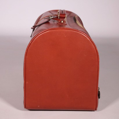 Valise Vintage Marron-Rouge Peau d'Animal Années 70