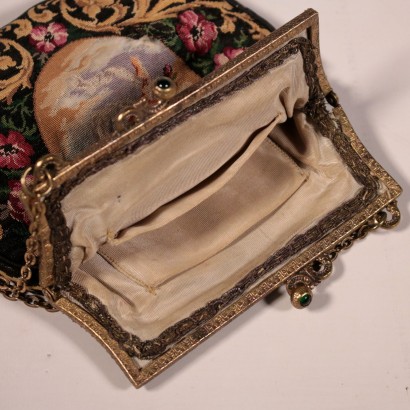 Petit Sac Tissu Gobelins Années 1900