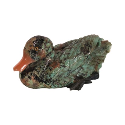 Sculpture Pierre Polychrome Petite Canard '900