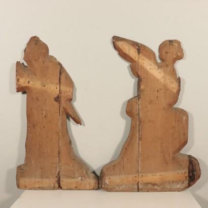 Pair of Angels in Wood 19th Century