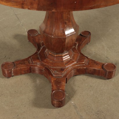 Walnut Round Table With Marble Top Italy 19th Century