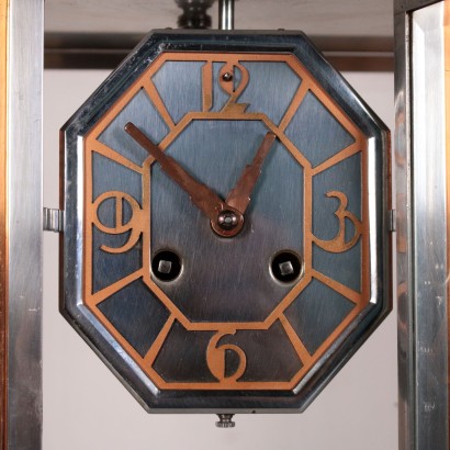 Table Clock With Art Decò Candlesticks 20th Century