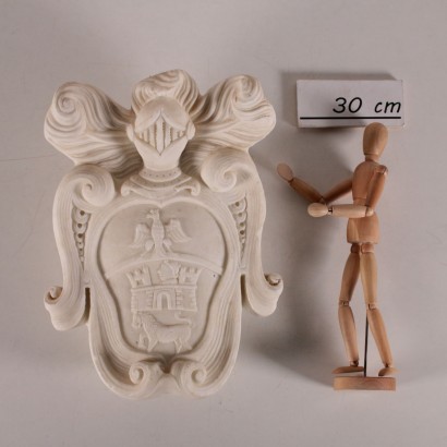 Blason Noble Marbre Blanc Sculpté Italie Fin '800