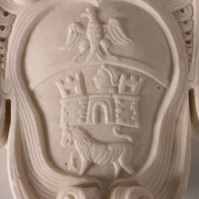 Blason Noble Marbre Blanc Sculpté Italie Fin '800