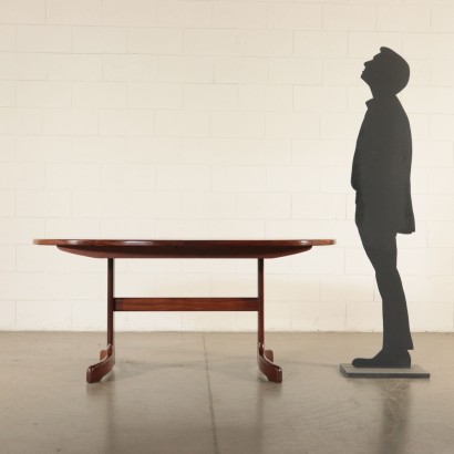 Table Bois massif Placage de Teck Fabriqué en Italie Années 60