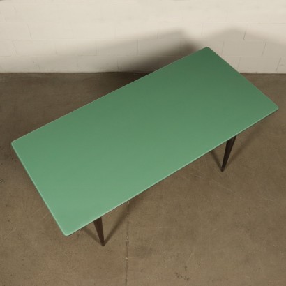 Table Bois ébonisé Laiton Verre retro traité Italie Années 50-60