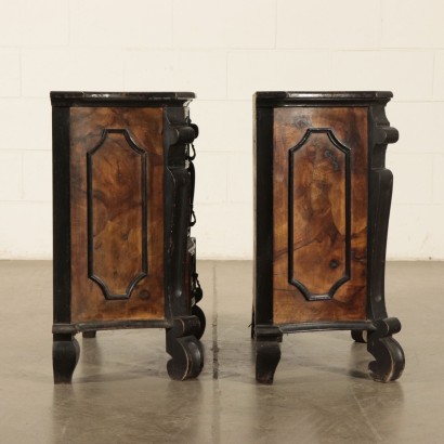 Pair of Bedside Tables Ebony Wood Italy 20th Century