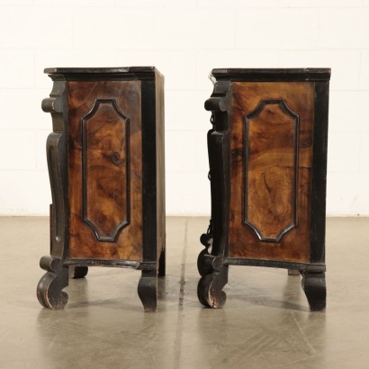 Pair of Bedside Tables Ebony Wood Italy 20th Century