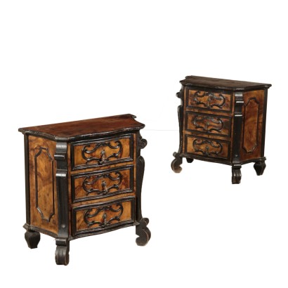 Pair of Bedside Tables Ebony Wood Italy 20th Century