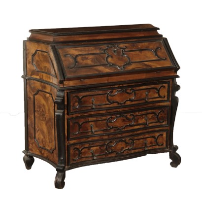 Commode Scriban en Style Placage de Dalle de Noyer Italie '900