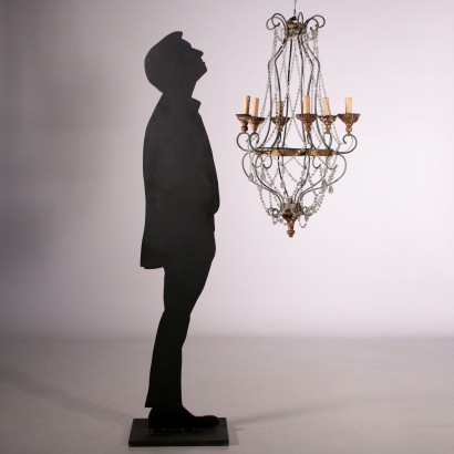 Chandelier Wrought Iron and Glass Italy 19th Century