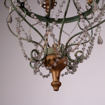 Chandelier Wrought Iron and Glass Italy 19th Century