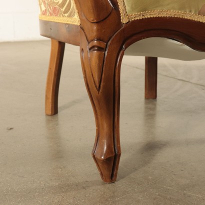 Pair of Walnut Armchairs Italy Mid 19th Century