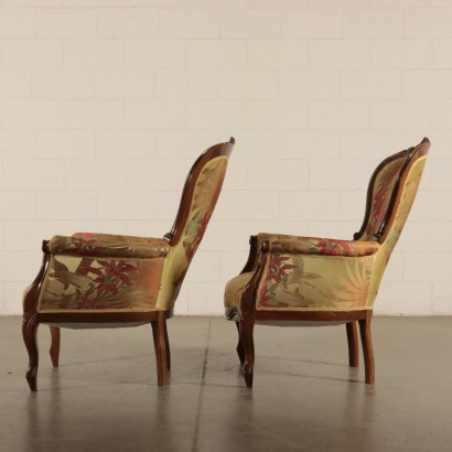 Pair of Walnut Armchairs Italy Mid 19th Century